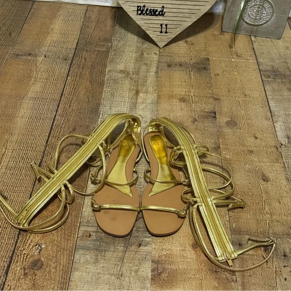 ZARA MULTI STRAP FLAT SANDALS with buckle detail bloggers favorite 37 6.5 - Picture 4 of 12